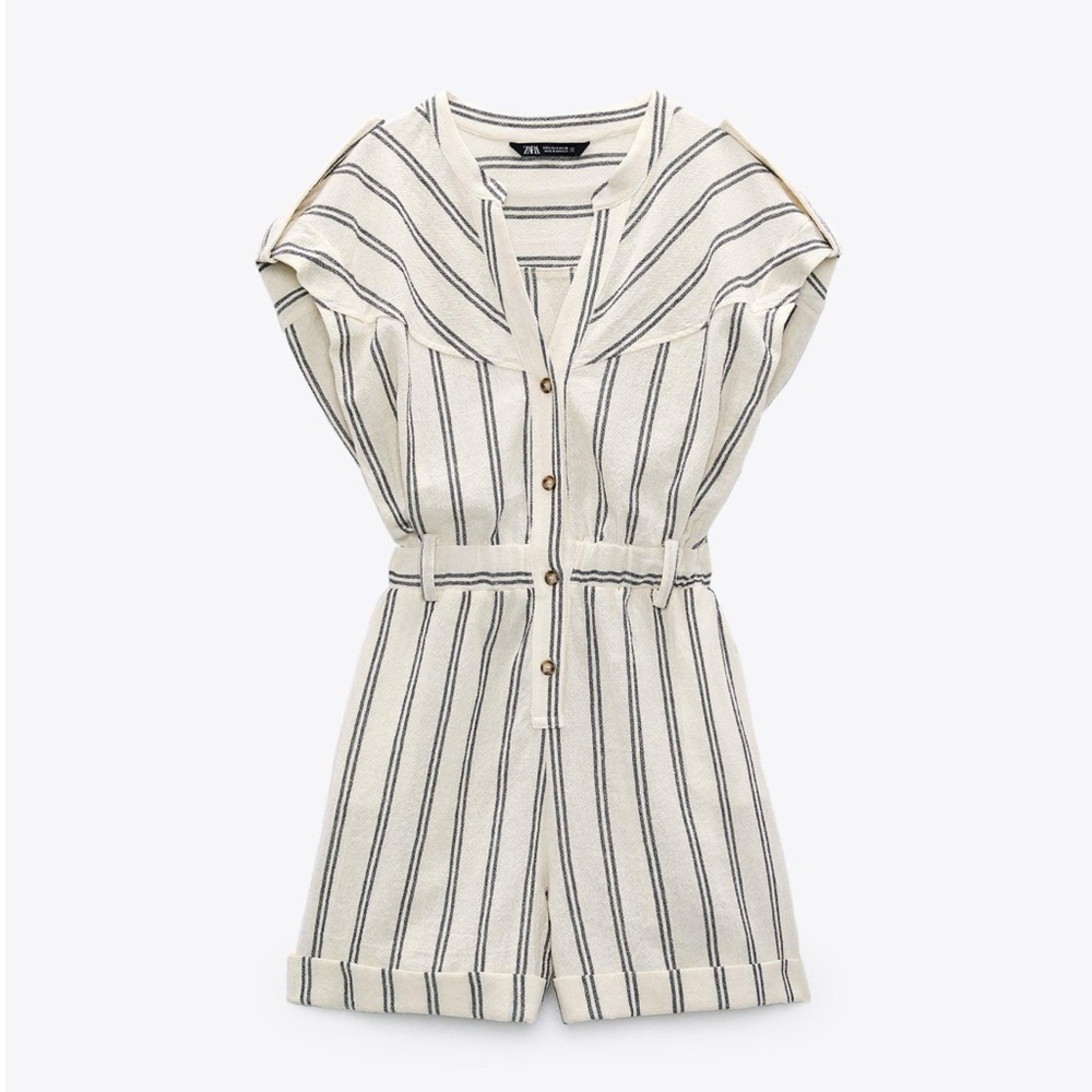 NWT Zara Striped Rustic Jumpsuit 🐰🌾🌻